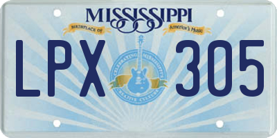 MS license plate LPX305