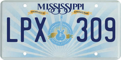 MS license plate LPX309