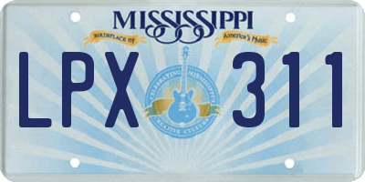 MS license plate LPX311