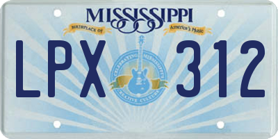 MS license plate LPX312