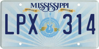 MS license plate LPX314
