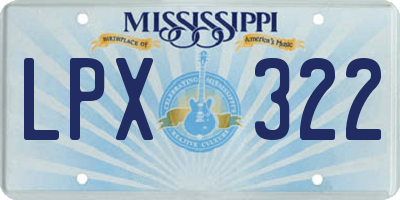 MS license plate LPX322