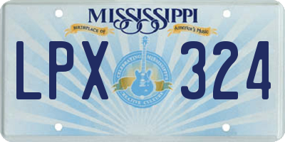 MS license plate LPX324