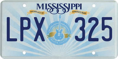 MS license plate LPX325