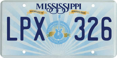 MS license plate LPX326