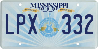 MS license plate LPX332