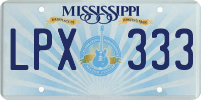 MS license plate LPX333