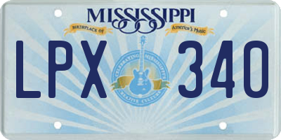 MS license plate LPX340