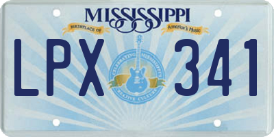 MS license plate LPX341