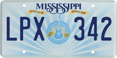 MS license plate LPX342