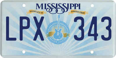 MS license plate LPX343