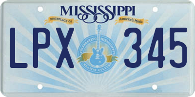 MS license plate LPX345
