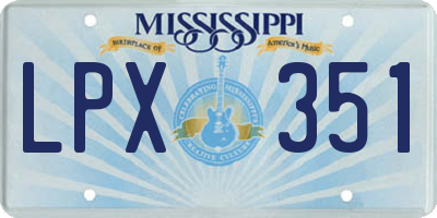 MS license plate LPX351
