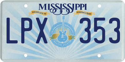 MS license plate LPX353