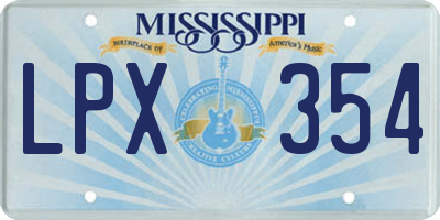 MS license plate LPX354