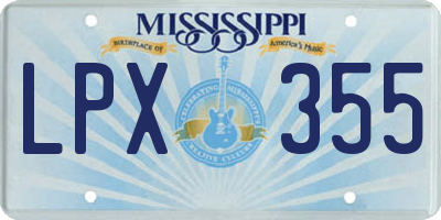MS license plate LPX355