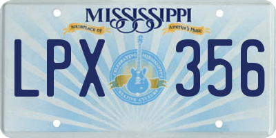 MS license plate LPX356