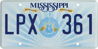 MS license plate LPX361