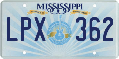 MS license plate LPX362