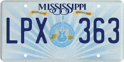 MS license plate LPX363