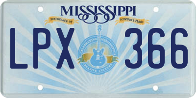 MS license plate LPX366