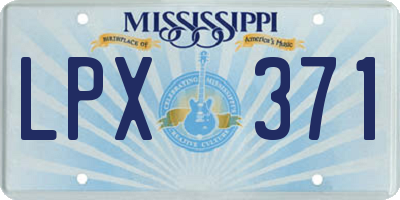 MS license plate LPX371