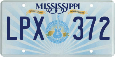 MS license plate LPX372