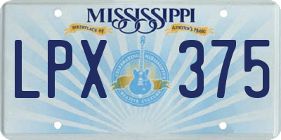 MS license plate LPX375