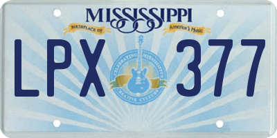 MS license plate LPX377
