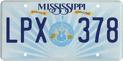 MS license plate LPX378