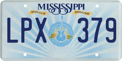 MS license plate LPX379