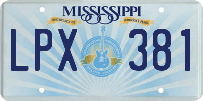 MS license plate LPX381