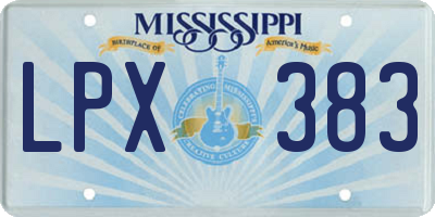 MS license plate LPX383