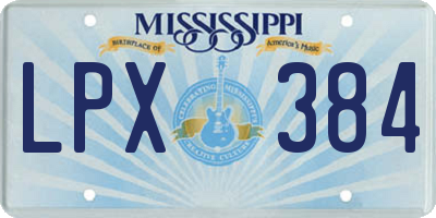 MS license plate LPX384