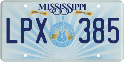 MS license plate LPX385