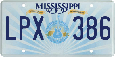 MS license plate LPX386