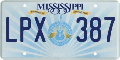 MS license plate LPX387