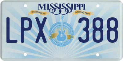 MS license plate LPX388