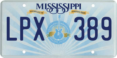 MS license plate LPX389