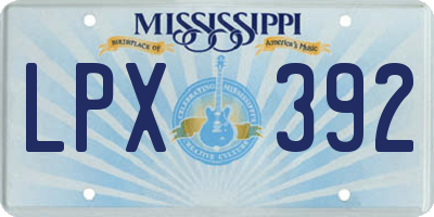 MS license plate LPX392