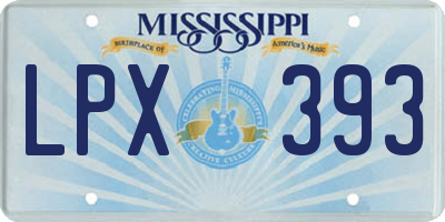 MS license plate LPX393