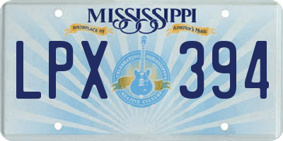 MS license plate LPX394