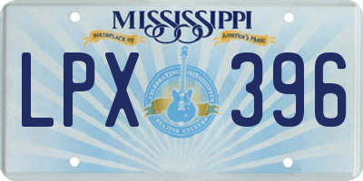 MS license plate LPX396