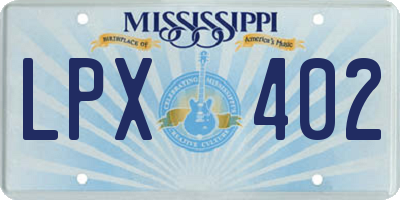 MS license plate LPX402