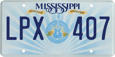 MS license plate LPX407