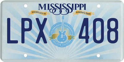 MS license plate LPX408
