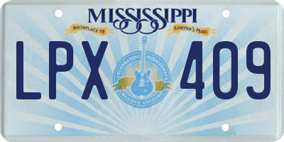 MS license plate LPX409