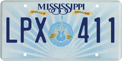 MS license plate LPX411