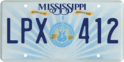 MS license plate LPX412