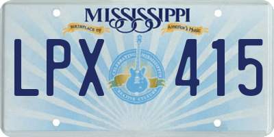 MS license plate LPX415
